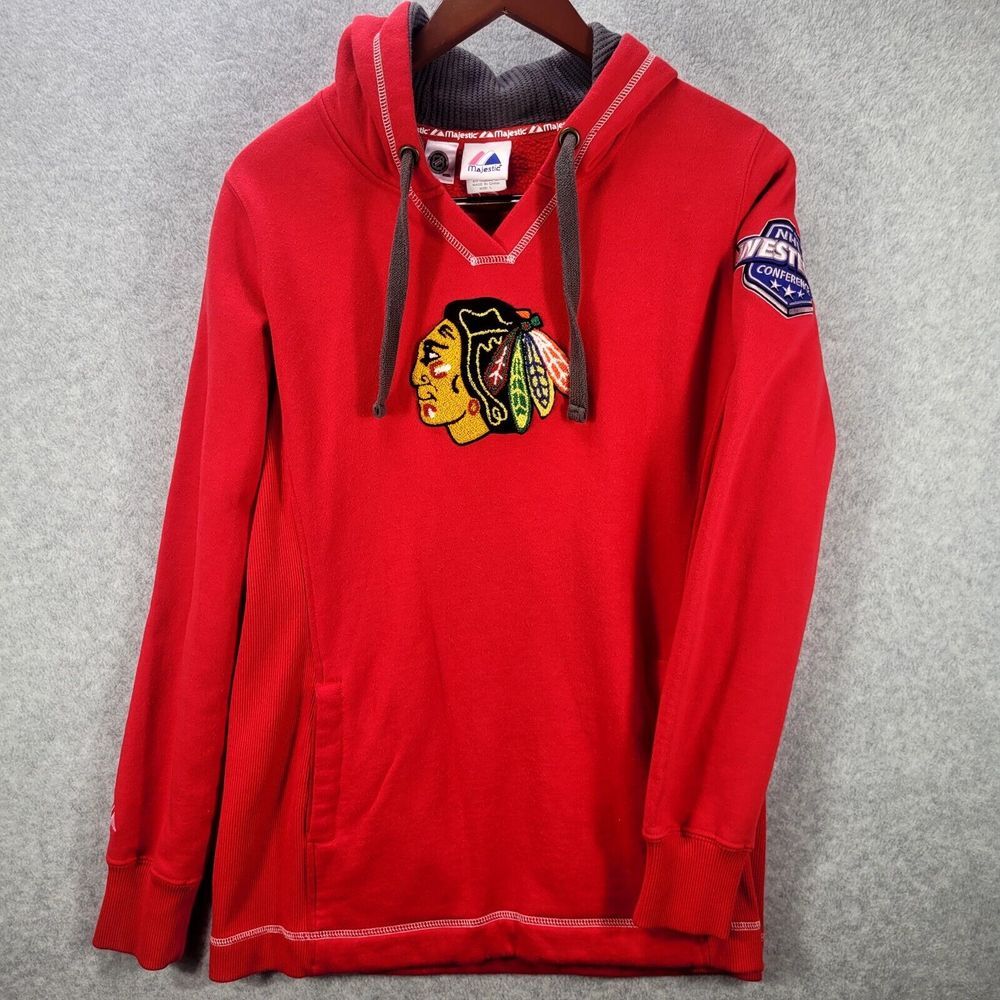 Chicago Blackhawks Hooded Sweater Mens Large‎ Red  Long Sleeve NHL Hockey